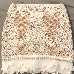 lace ruffle mini skirt